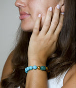 Grotto Blue Turquoise Magnesite and Brown Tiger's Eye Chunky Bracelet - Barse Jewelry
