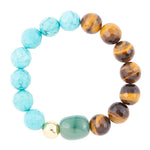 Grotto Blue Turquoise Magnesite and Brown Tiger's Eye Chunky Bracelet - Barse Jewelry