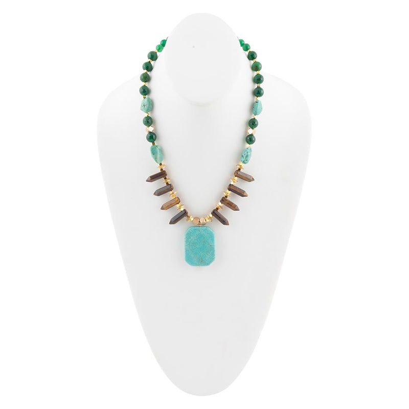 Grotto Blue Turquoise Statement Necklace - Barse Jewelry