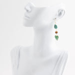 Grotto Green Agate Drop Golden Earrings - Barse Jewelry