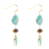 Grotto Green Agate Drop Golden Earrings - Barse Jewelry