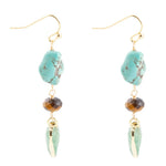 Grotto Green Agate Drop Golden Earrings - Barse Jewelry
