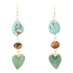 Grotto Green Agate Drop Golden Earrings - Barse Jewelry