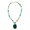 Grotto Green Agate Pendant Golden Necklace - Barse Jewelry