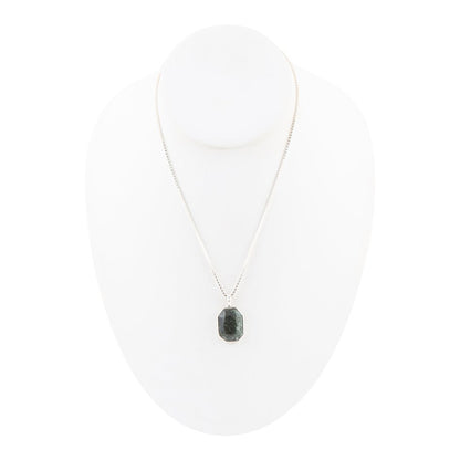 Hammered Green Seraphinite and Sterling Silver Pendant Necklace - Barse Jewelry