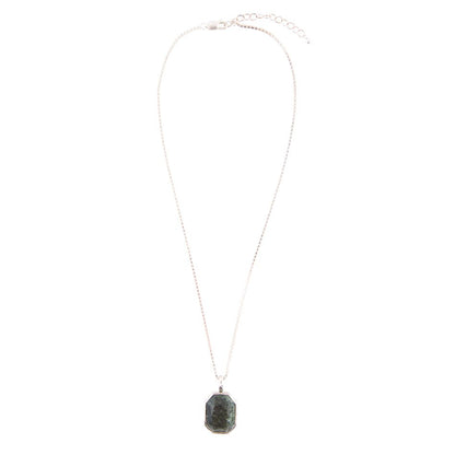 Hammered Green Seraphinite and Sterling Silver Pendant Necklace - Barse Jewelry