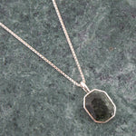 Hammered Green Seraphinite and Sterling Silver Pendant Necklace - Barse Jewelry