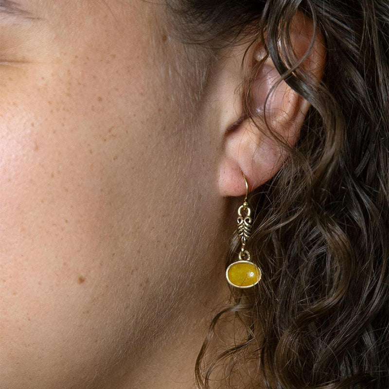 Harmony Orange Quartz Golden Drop Earrings - Barse Jewelry
