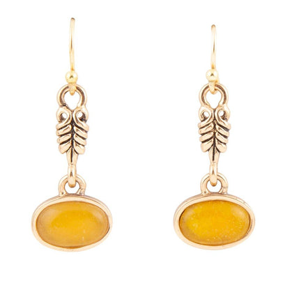 Harmony Orange Quartz Golden Drop Earrings - Barse Jewelry
