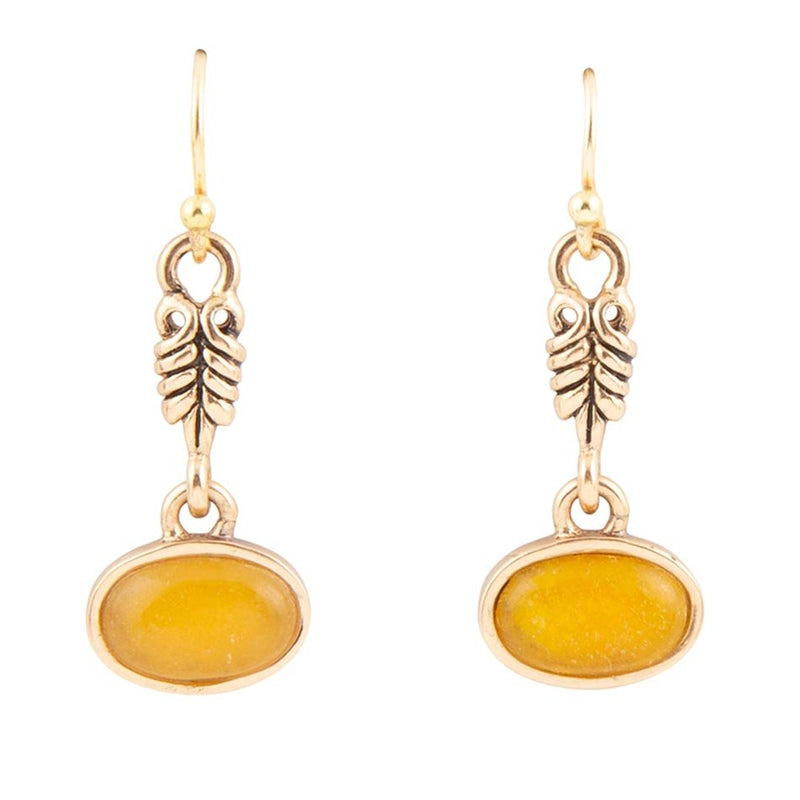 Harmony Orange Quartz Golden Drop Earrings - Barse Jewelry