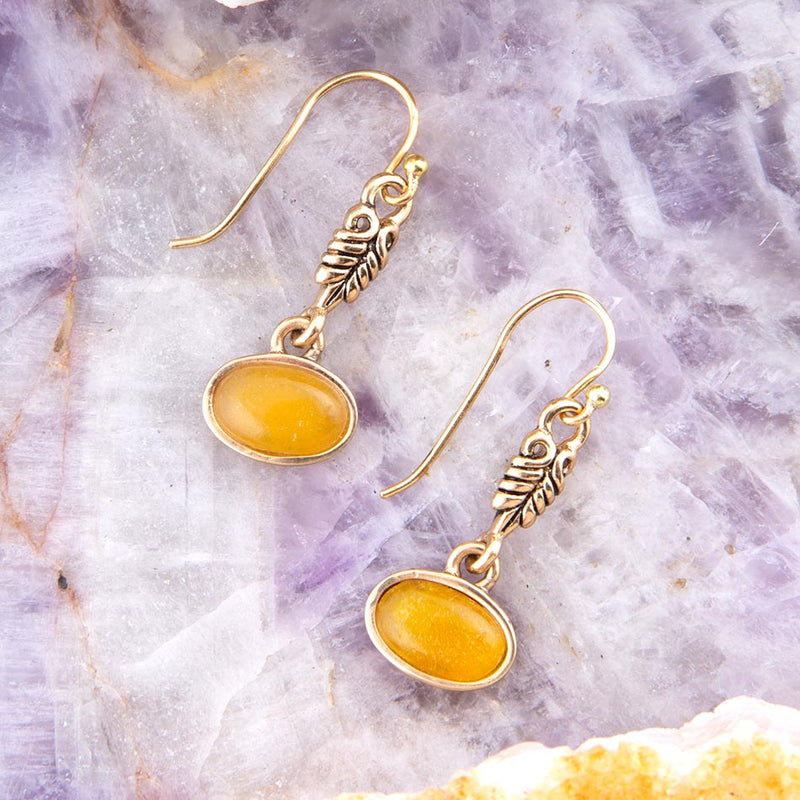 Harmony Orange Quartz Golden Drop Earrings - Barse Jewelry