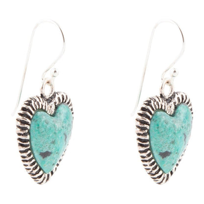 Heart Blue Chrysocolla Sterling Silver Drop Earrings - Barse Jewelry