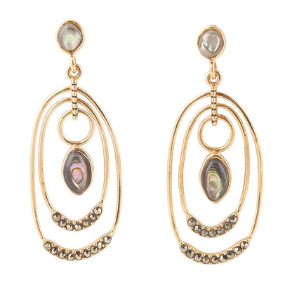 Henle Green Abalone Chandelier Golden Drop Earrings - Barse Jewelry