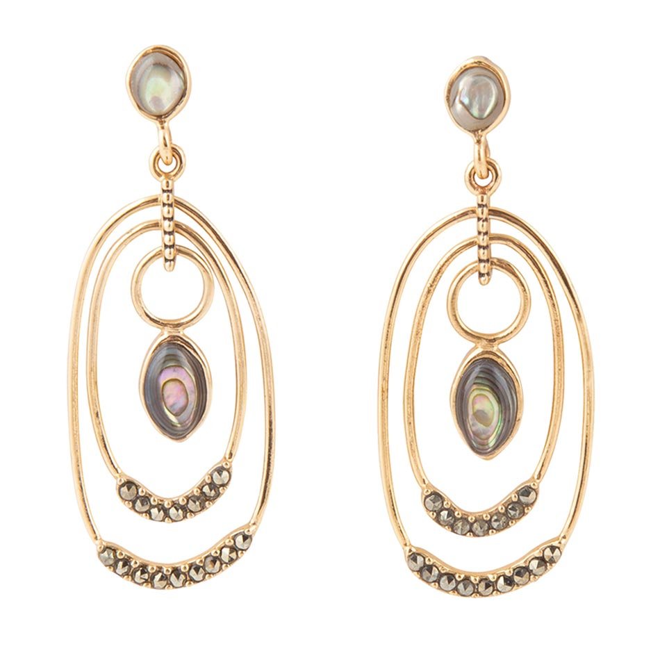 Henle Green Abalone Chandelier Golden Drop Earrings - Barse Jewelry
