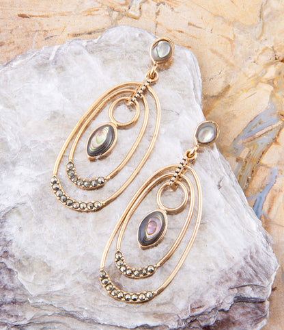 Henle Green Abalone Chandelier Golden Drop Earrings - Barse Jewelry