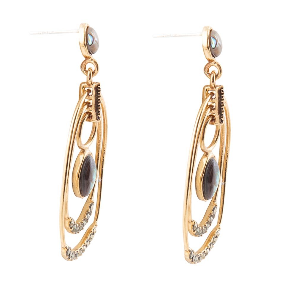 Henle Green Abalone Chandelier Golden Drop Earrings - Barse Jewelry
