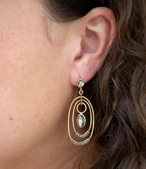 Henle Green Abalone Chandelier Golden Drop Earrings - Barse Jewelry