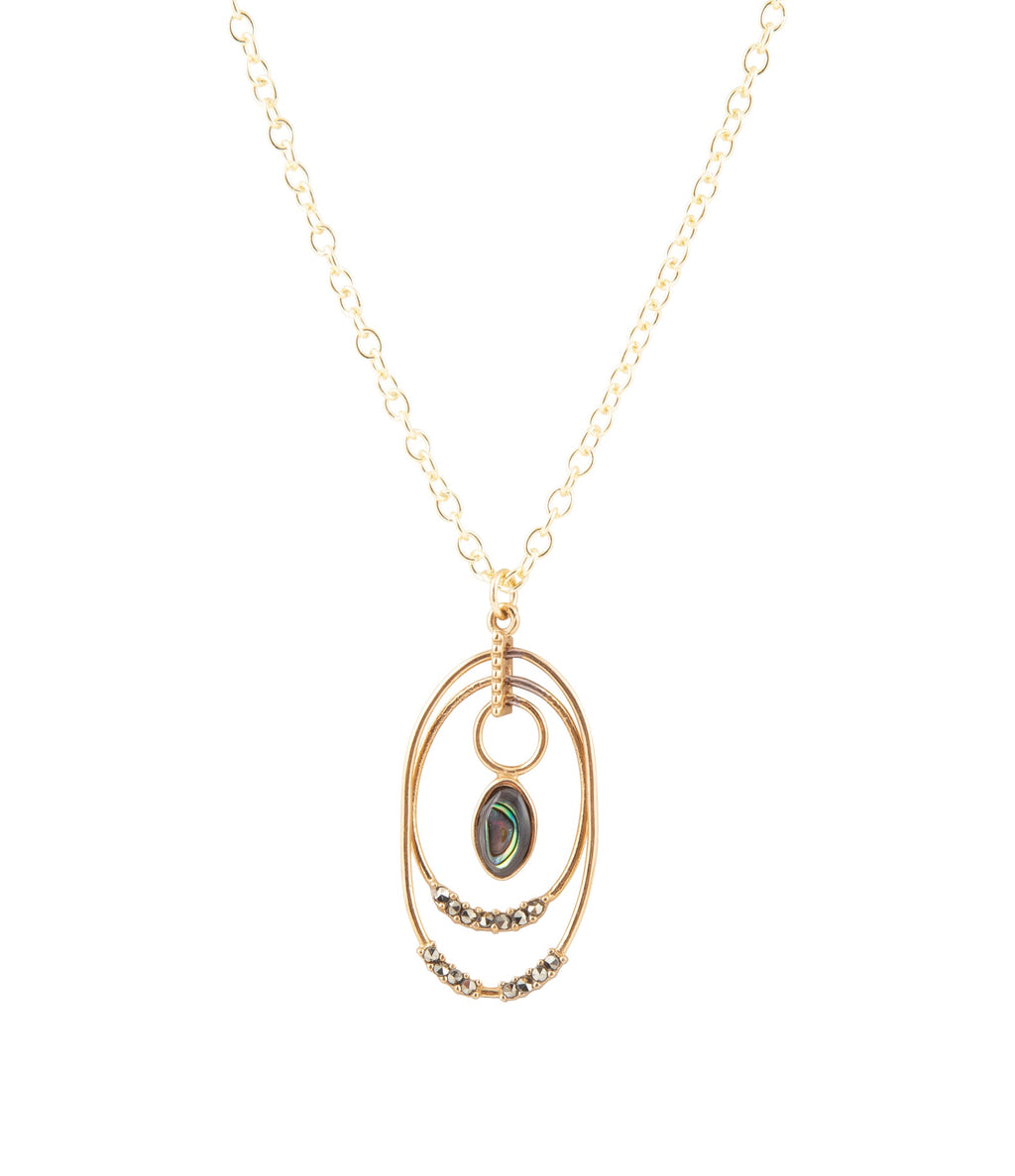 Henley Grey Abalone Golden Pendant Necklace - Barse Jewelry