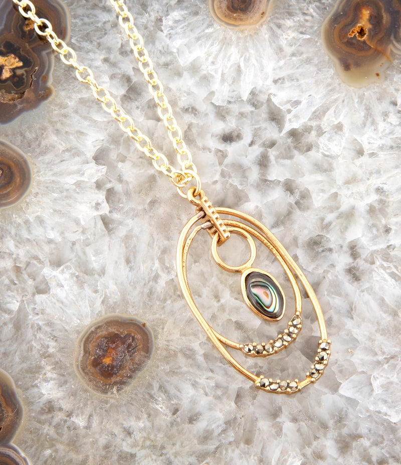 Henley Grey Abalone Golden Pendant Necklace - Barse Jewelry