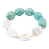 Hepburn Blue Magnesite and Pearl Golden Chunky Bracelet - Barse Jewelry