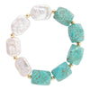 Hepburn Blue Magnesite and Pearl Golden Chunky Bracelet - Barse Jewelry