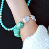 Hepburn Blue Magnesite and Pearl Golden Chunky Bracelet - Barse Jewelry