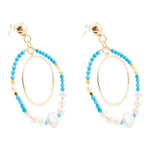 Hepburn Blue Magnesite Double Loop Golden Earrings - Barse Jewelry