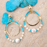 Hepburn Blue Magnesite Double Loop Golden Earrings - Barse Jewelry