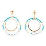 Hepburn Blue Magnesite Double Loop Golden Earrings - Barse Jewelry