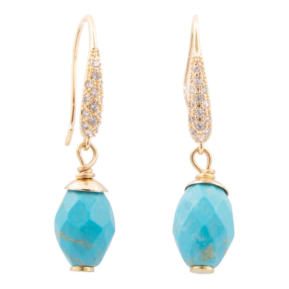Hepburn Blue Magnesite Golden Drop Earrings - Barse Jewelry