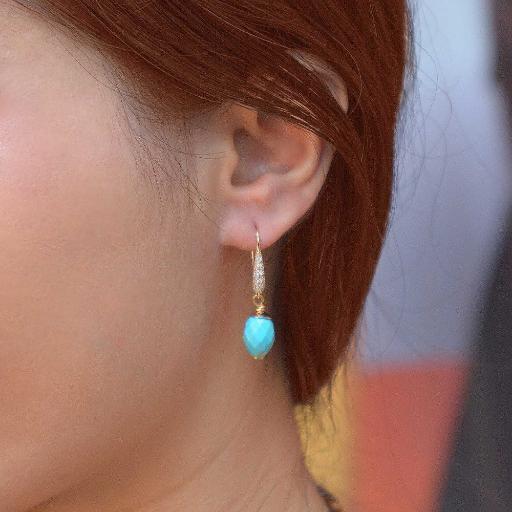 Hepburn Blue Magnesite Golden Drop Earrings - Barse Jewelry