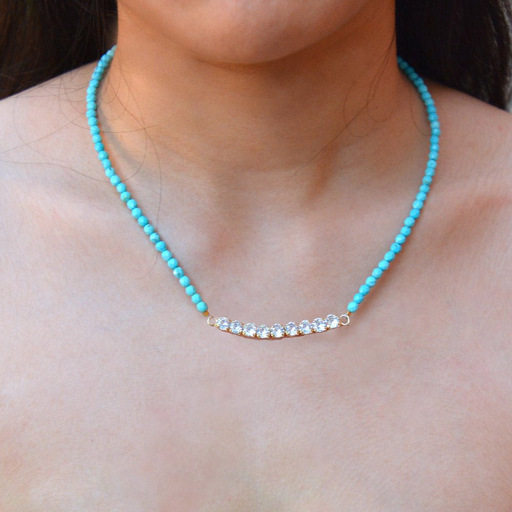 Hepburn Blue Magnesite Golden Necklace - Barse Jewelry
