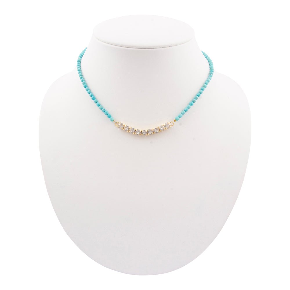 Hepburn Blue Magnesite Golden Necklace - Barse Jewelry