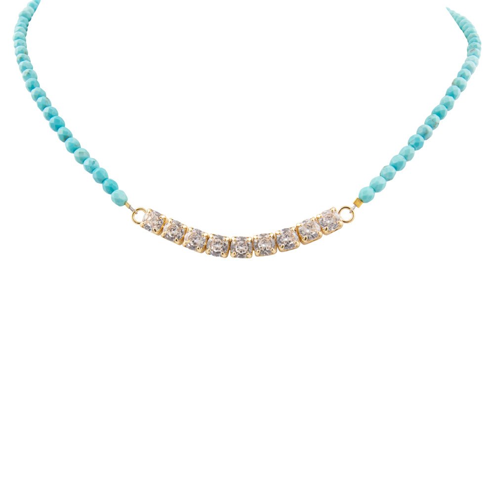 Hepburn Blue Magnesite Golden Necklace - Barse Jewelry