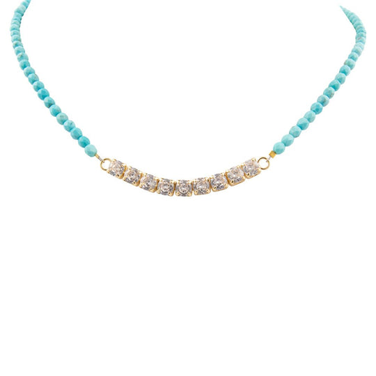 Hepburn Blue Magnesite Golden Necklace