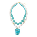 Hepburn Blue Magnesite Golden Pendant Necklace - Barse Jewelry