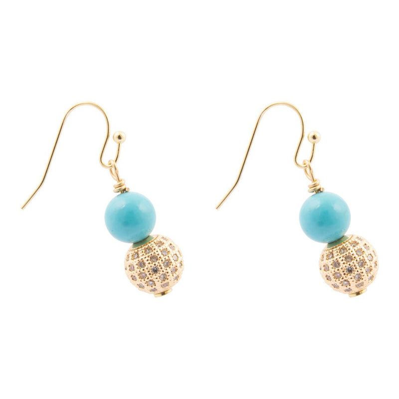 Hepburn Pave and Blue Magnesite Golden Drop Earrings - Barse Jewelry