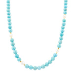 Hepburn Pearl and Blue Magnesite Long Golden Necklace - Barse Jewelry