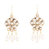 Hibiscus White Mother of Pearl and Golden Chandelier Earrings - Barse Jewelry