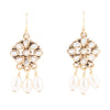 Hibiscus White Mother of Pearl and Golden Chandelier Earrings - Barse Jewelry