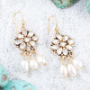 Hibiscus White Mother of Pearl and Golden Chandelier Earrings - Barse Jewelry