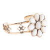 Hibiscus White Mother of Pearl and Golden Cuff Bracelet - Barse Jewelry