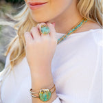 Honey Bee Blue Turquoise Golden Ring - Barse Jewelry