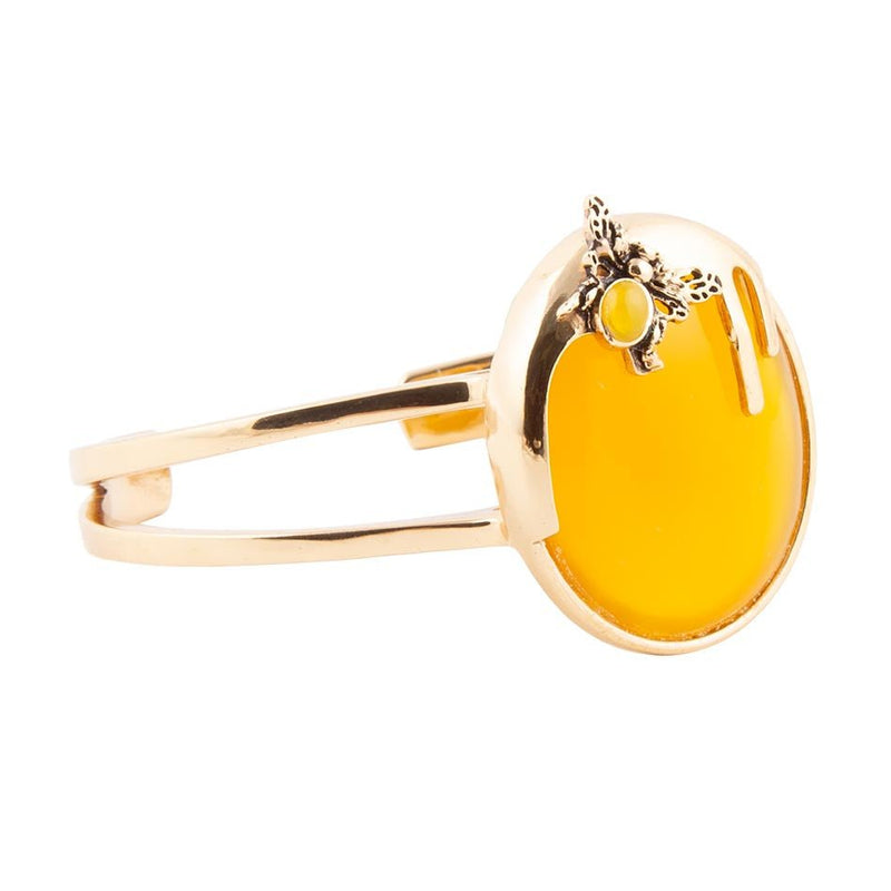 Honey Bee Yellow Agate Golden Cuff Bracelet - Barse Jewelry