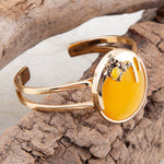 Honey Bee Yellow Agate Golden Cuff Bracelet - Barse Jewelry