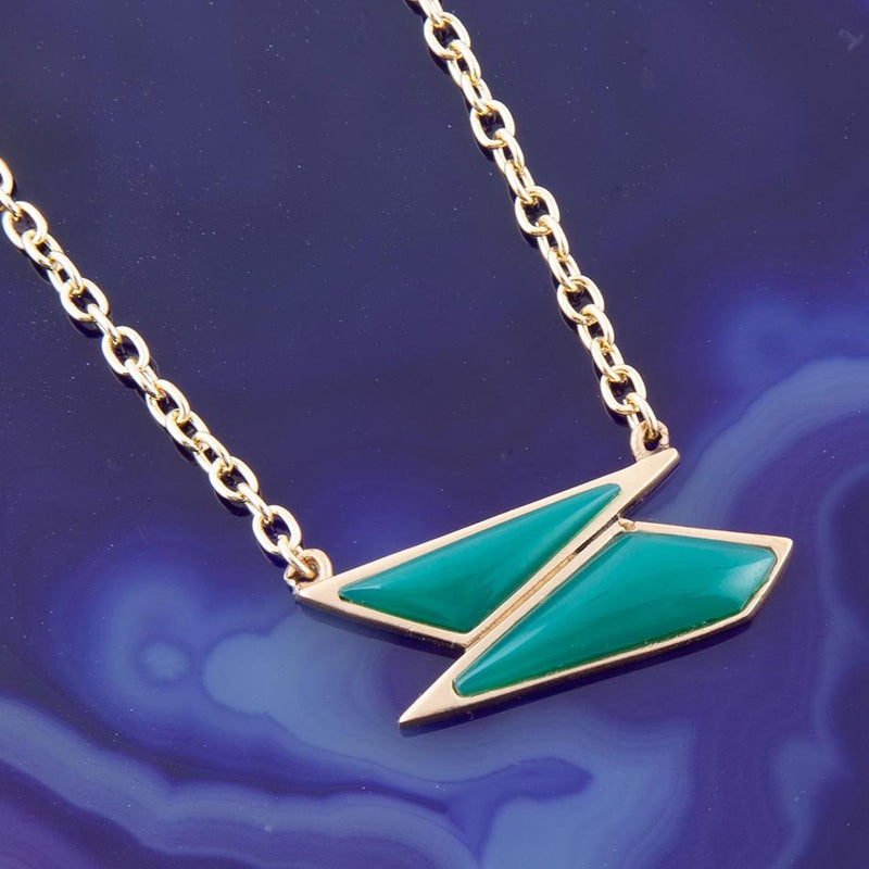 Ice Green Onyx and Golden Bronze Pendant Necklace - Barse Jewelry
