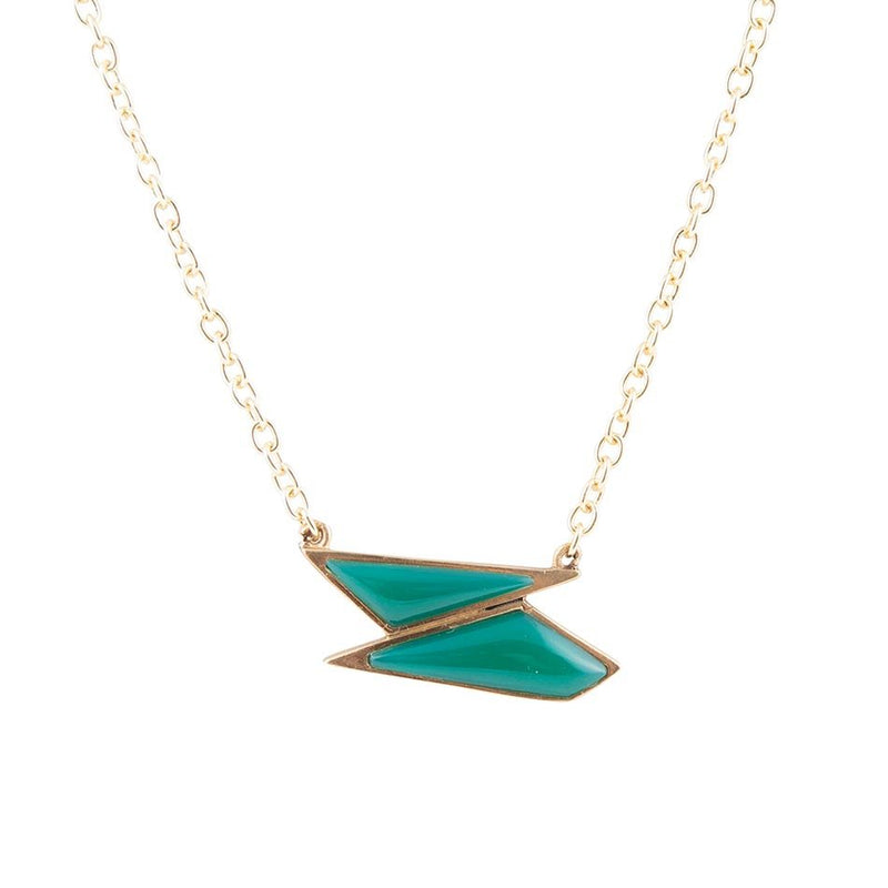 Ice Green Onyx and Golden Bronze Pendant Necklace - Barse Jewelry