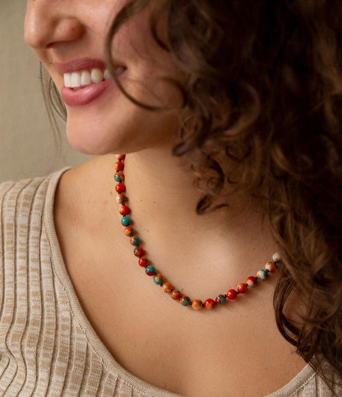 Immeasurable Multicolor Ocean Jade Golden Wrap Necklace - Barse Jewelry