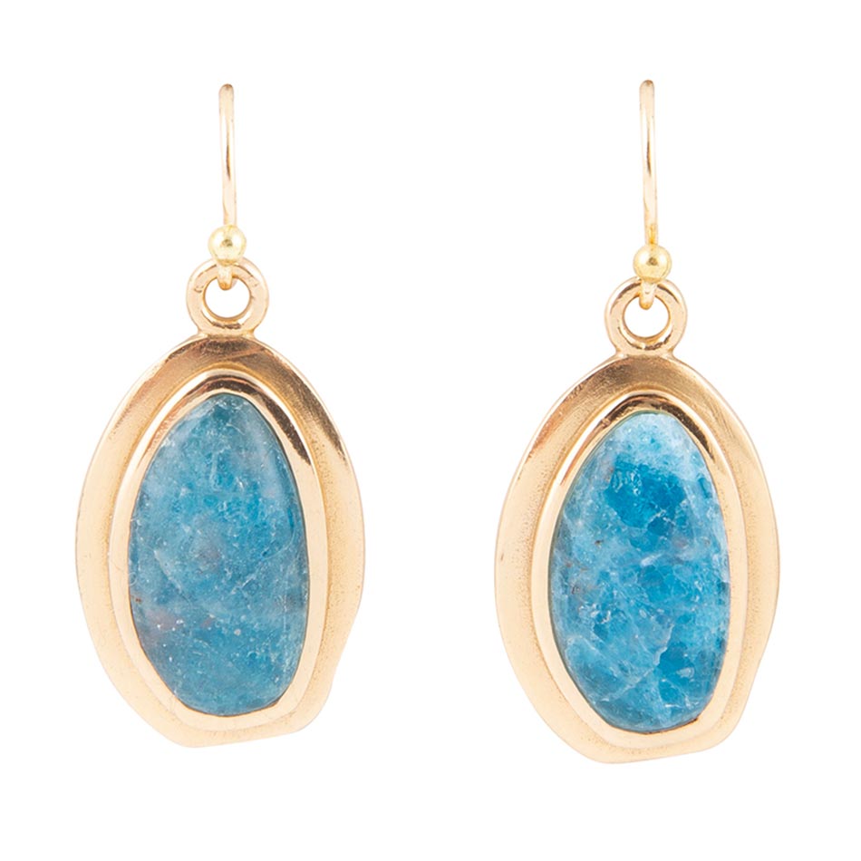 Impressions Blue Apatite Golden Drop Earrings - Barse Jewelry