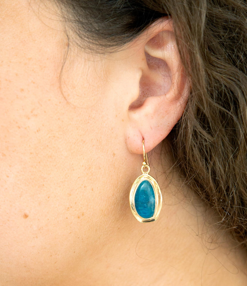 Impressions Blue Apatite Golden Drop Earrings - Barse Jewelry